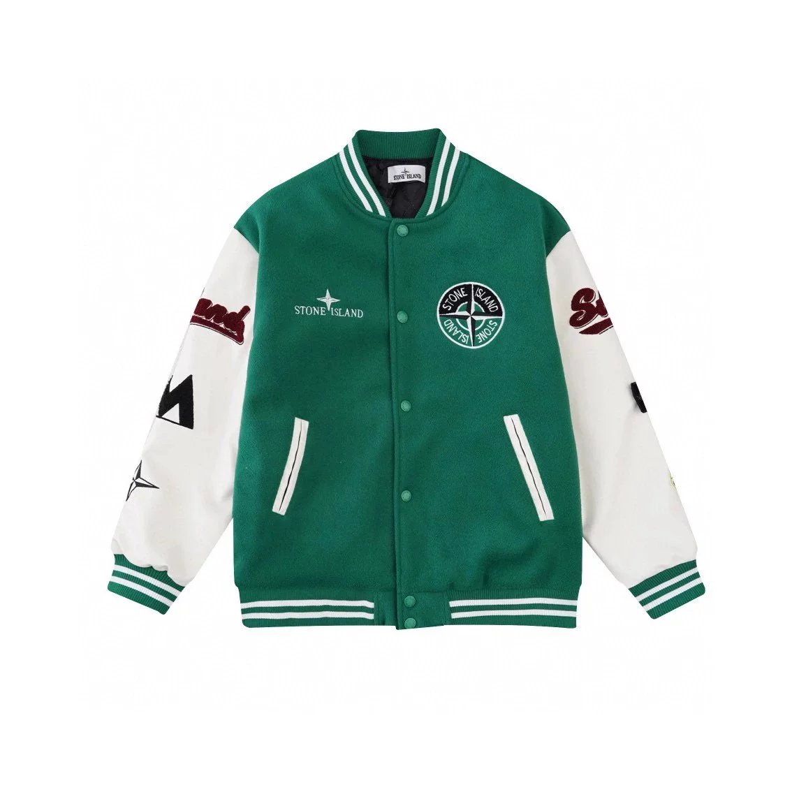 Stone Island Jackets Varsity Jacket with Contrast Faux-Leather Sleeves image 4