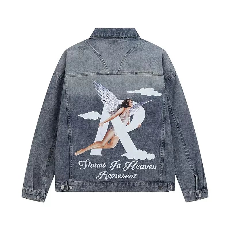 Represent Jackets Denim jacket with angel and R back print image 4