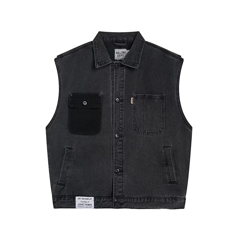 Gallery Dept. Vests Washed denim multi-pocket button-front vest image 3