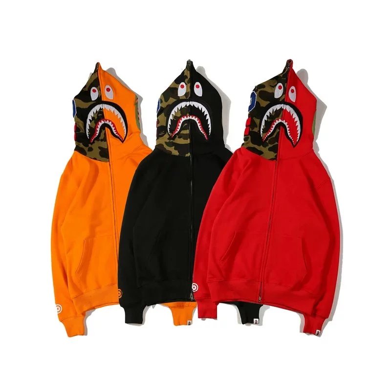 Unbranded Hoodies & Sweatshirts Full-Zip Shark Face Camouflage Hooded Sweatshirt image 3