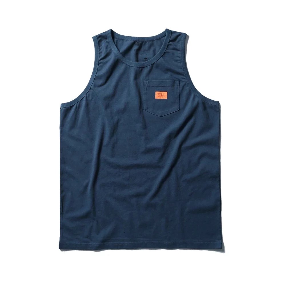 MADNESS Vests Cotton Tank Top with Chest Pocket — Blue