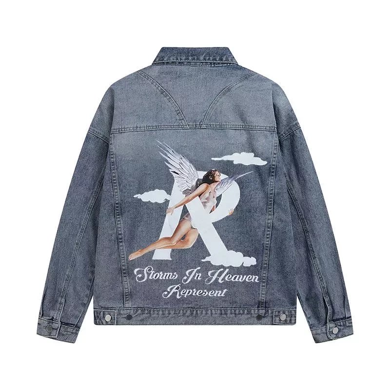 Represent Jackets Denim jacket with angel and R back print image 3