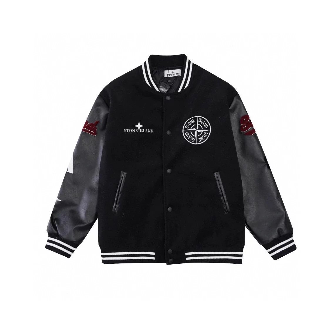 Stone Island Jackets Varsity Jacket with Contrast Faux-Leather Sleeves image 3