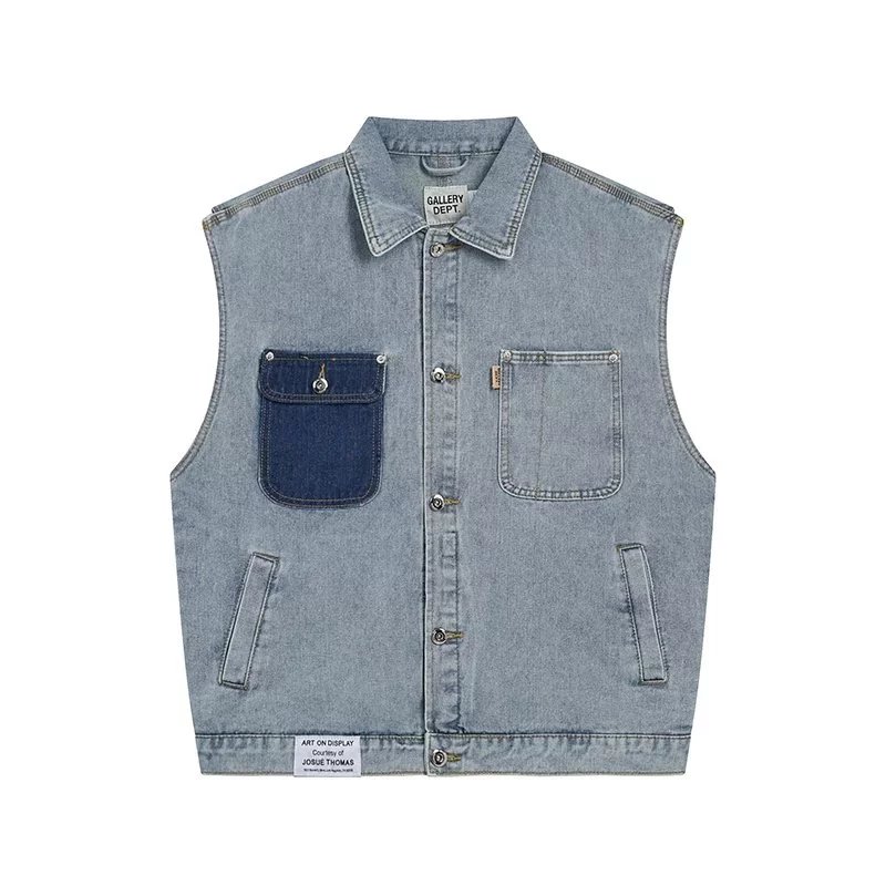 Gallery Dept. Vests Washed denim multi-pocket button-front vest image 2