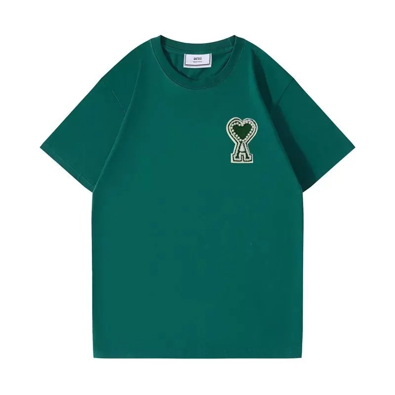AMI Paris T-Shirts Heart Logo Embroidered Crewneck T-Shirt image 5