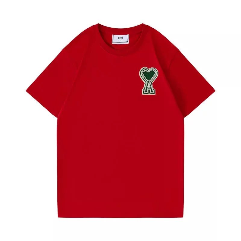 AMI Paris T-Shirts Heart Logo Embroidered Crewneck T-Shirt image 4