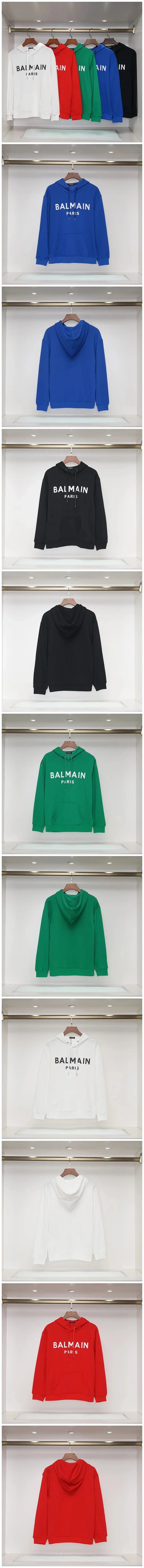 Balmain Hoodies & Sweatshirts Logo-print pullover hoodie with kangaroo pocket product detail image 3