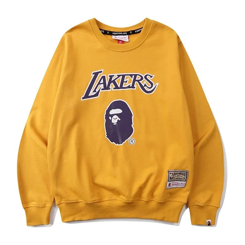 A Bathing Ape Hoodies & Sweatshirts NBA Team Graphic Crewneck Sweatshirt — 855 Yellow