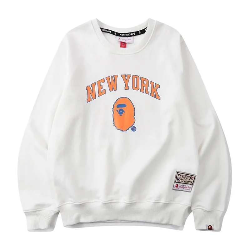 A Bathing Ape Hoodies & Sweatshirts NBA Team Graphic Crewneck Sweatshirt — 858 white