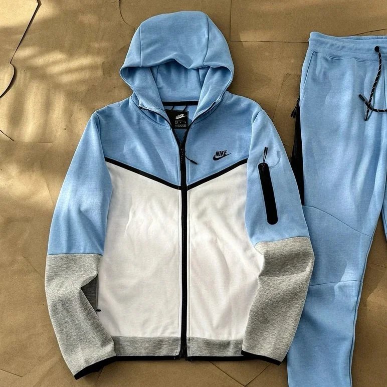 Coat - light blue with white stitching