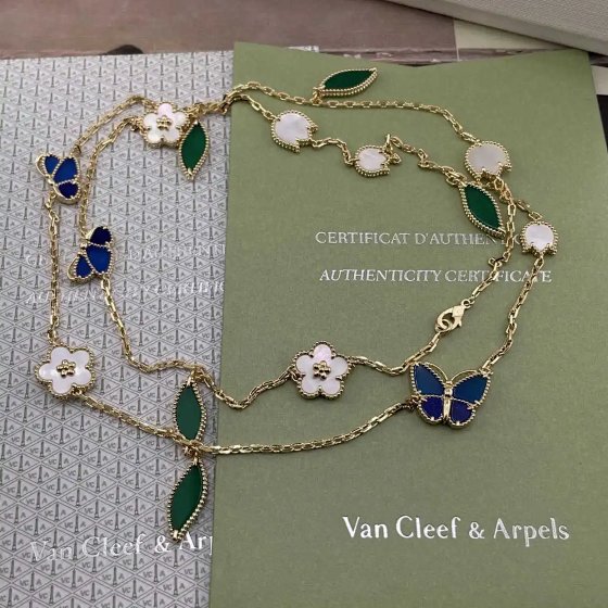 Blue Butterfly Five-Strand Necklace Lucky Long Chain