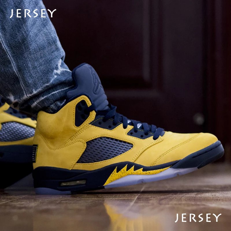Air Jordan 5 AJ5 密歇根黑黄东京限定黄麂皮 篮球鞋 CQ9541-704