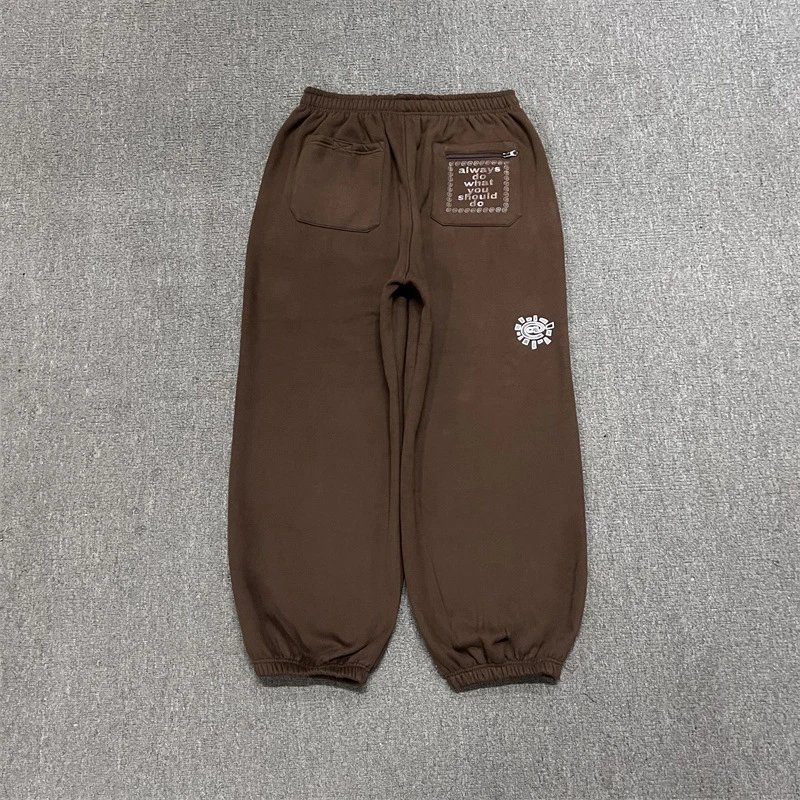 Corteiz Sun Logo Brown Sweatpants - 28