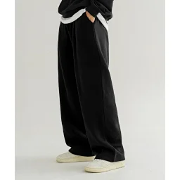 thumbnail for Loose enough|Suitable for all styles #[Original Single Ruthless Goods] Purchasing 230+ Korean designer AGOD silhouette cut solid color straight loose fleece slacks Sweatpants Men's and women's models