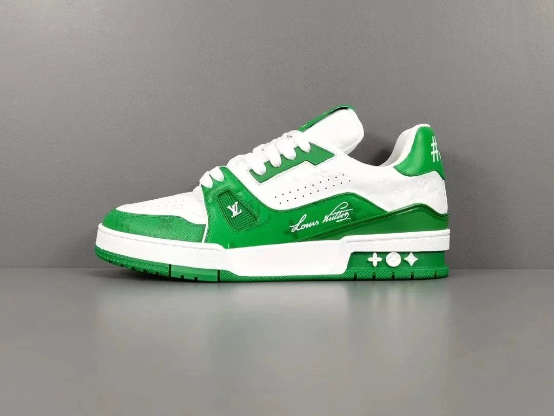 white and green leatherette print