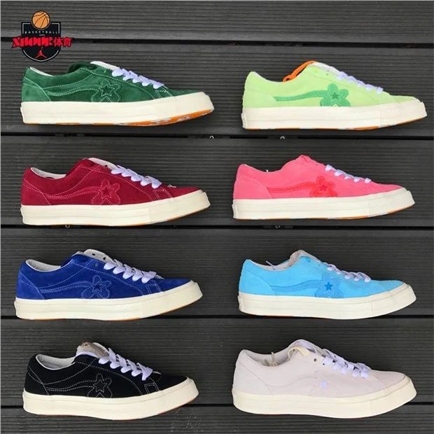 Converse Converse One Star x TTC Golf Small Flower Joint Pink Green Wine Red Black and White Board Shoes