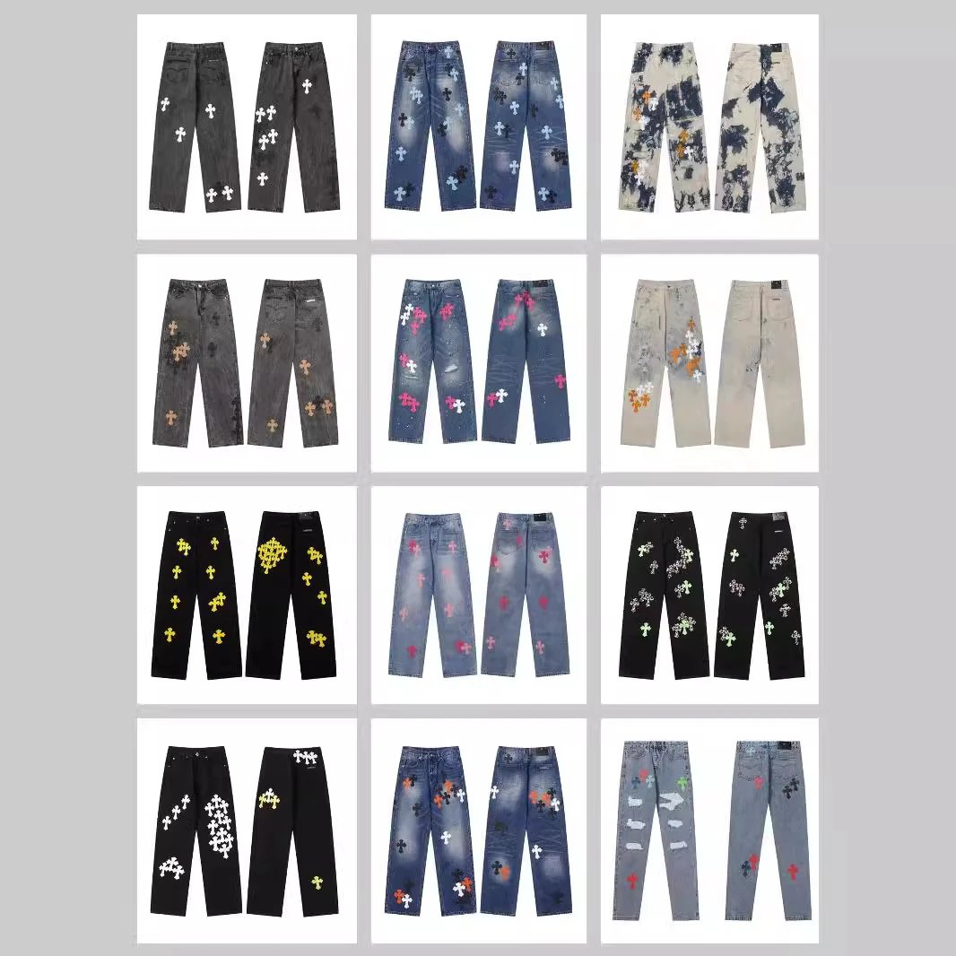 Chrome Hearts Unisex Washed Denim Jeans - Early Autumn New Arrival - MLMLSPTS0505