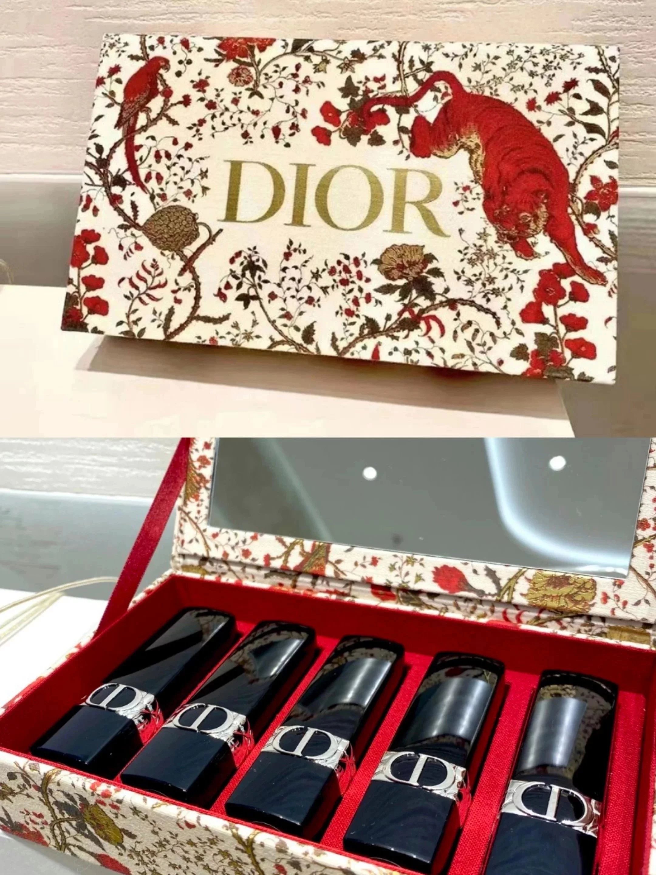 【专柜版本】迪 圣诞限定076浮雕075虎年口红小样五件套装新蓝金口红720唇膏641红管
