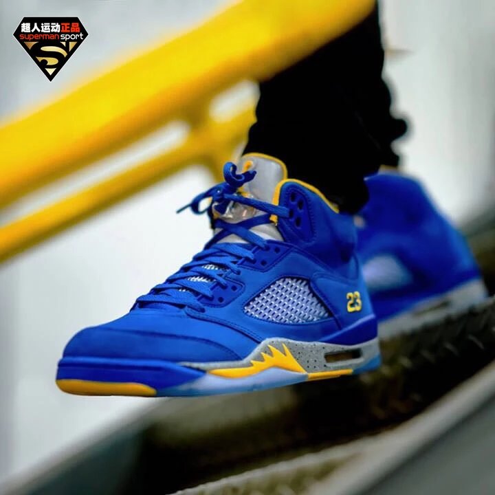 AIR JORDAN 5 Laney 篮球鞋 AJ5兰尼 高中蓝黄麂皮 CD2720-400