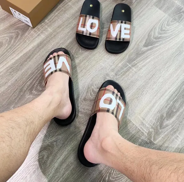 Burberry Check-Strap Slide Sandals Black - 56