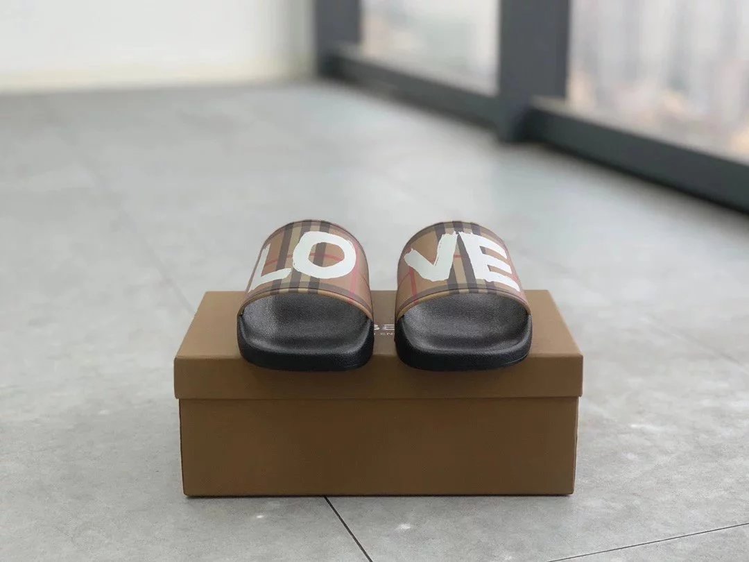 Burberry Check-Strap Slide Sandals Black - 22