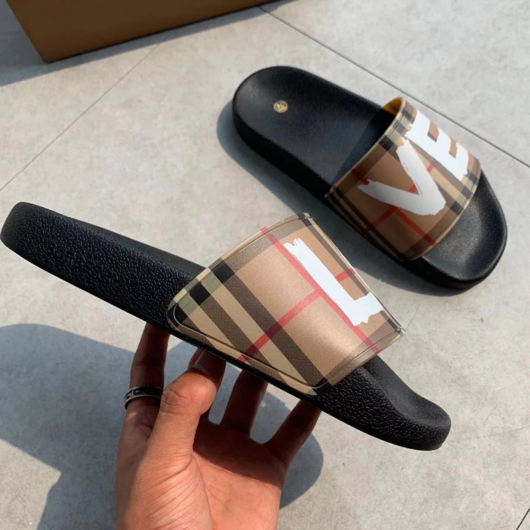 Burberry Check-Strap Slide Sandals Black - 37