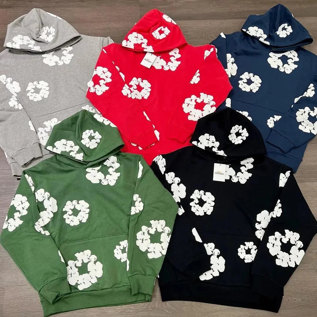 Foam printed loose hoodie, hip-hop streetwear, men's and women's pullovers, casual tops

