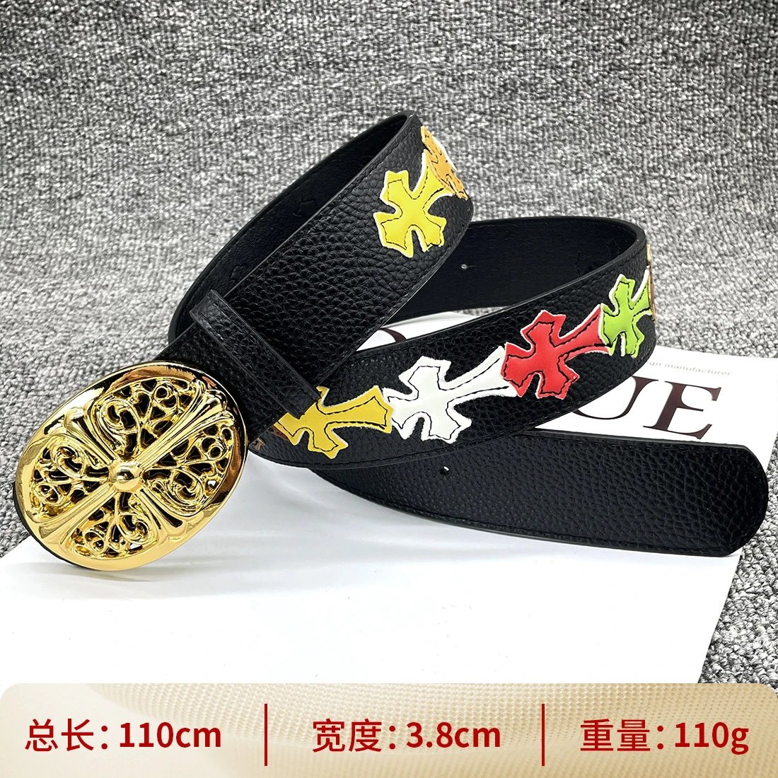 [Button Golden Surface 110cm] Colorful Cross Belt
