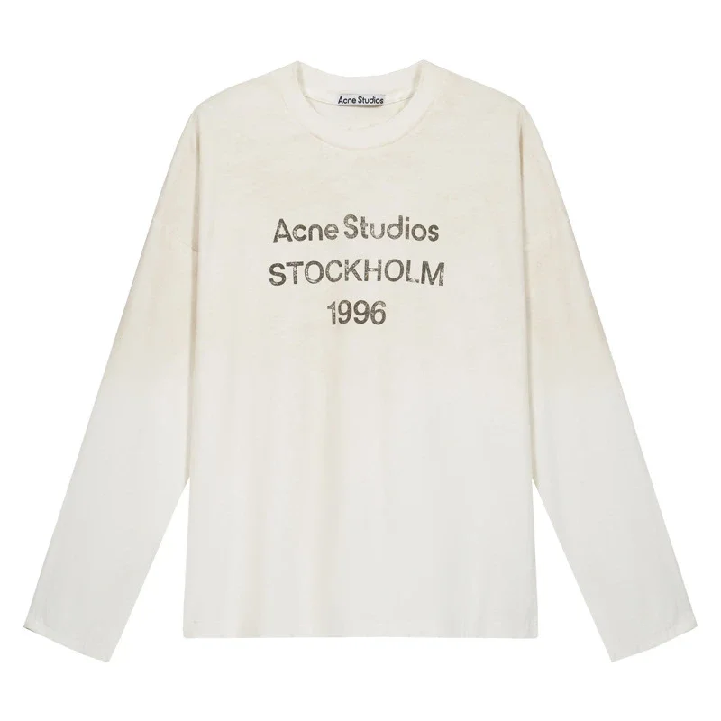 Acne Studios, STOCKHOLM 1996 Distressed Letter Print Long-Sleeve T-Shirt Classic Collection