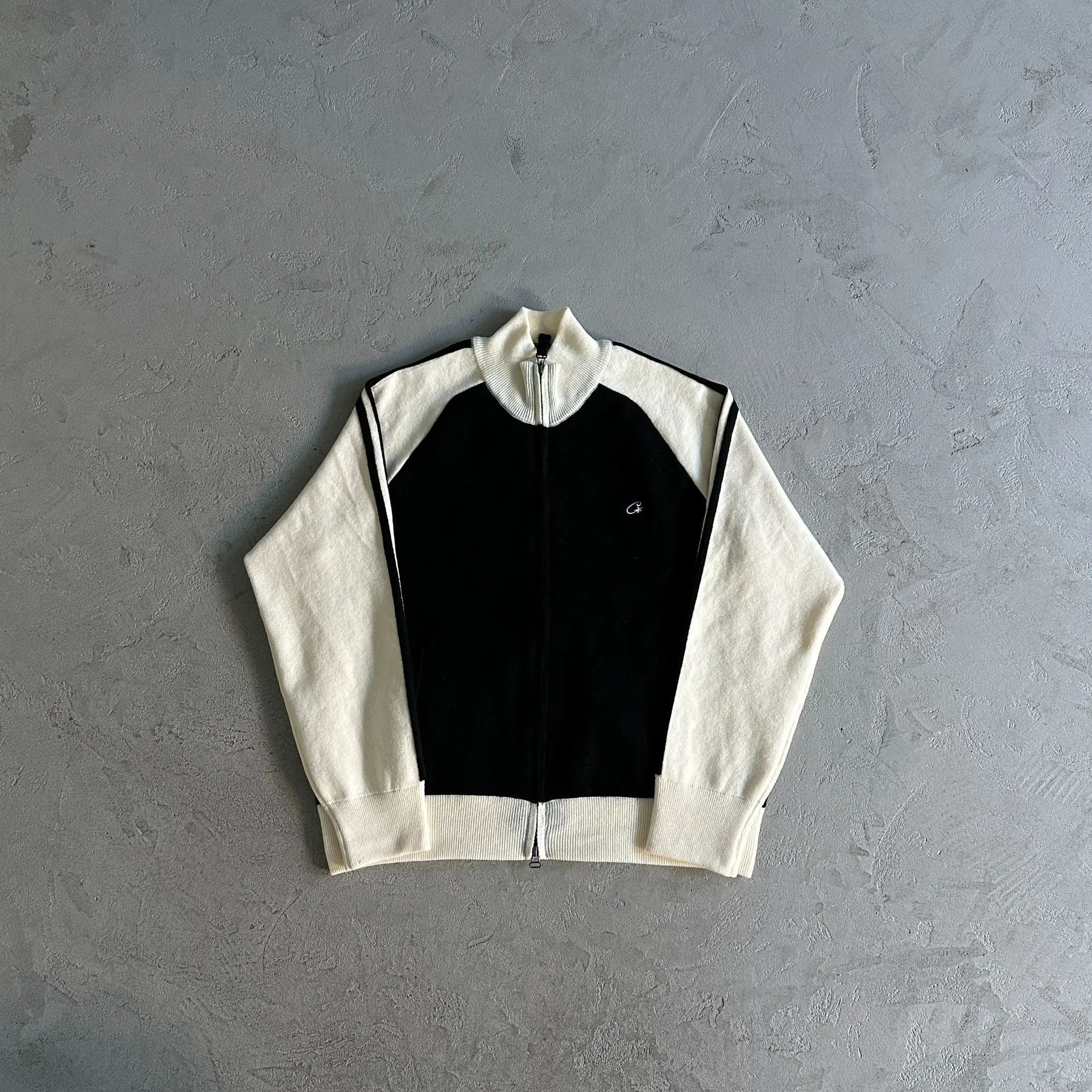 CORTEIZ style American street hip-hop embroidered letters stand collar zipper cardigan sweater trendy brand jacket