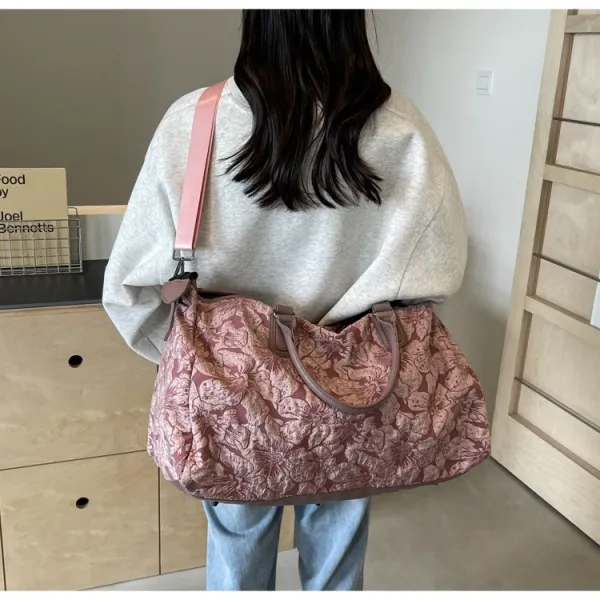 Design Floral Embossed Black Duffle Bag - 29