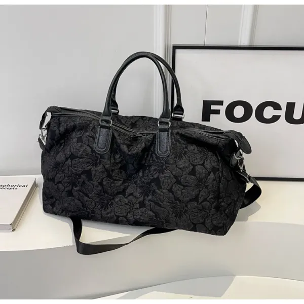 Design Floral Embossed Black Duffle Bag - 38