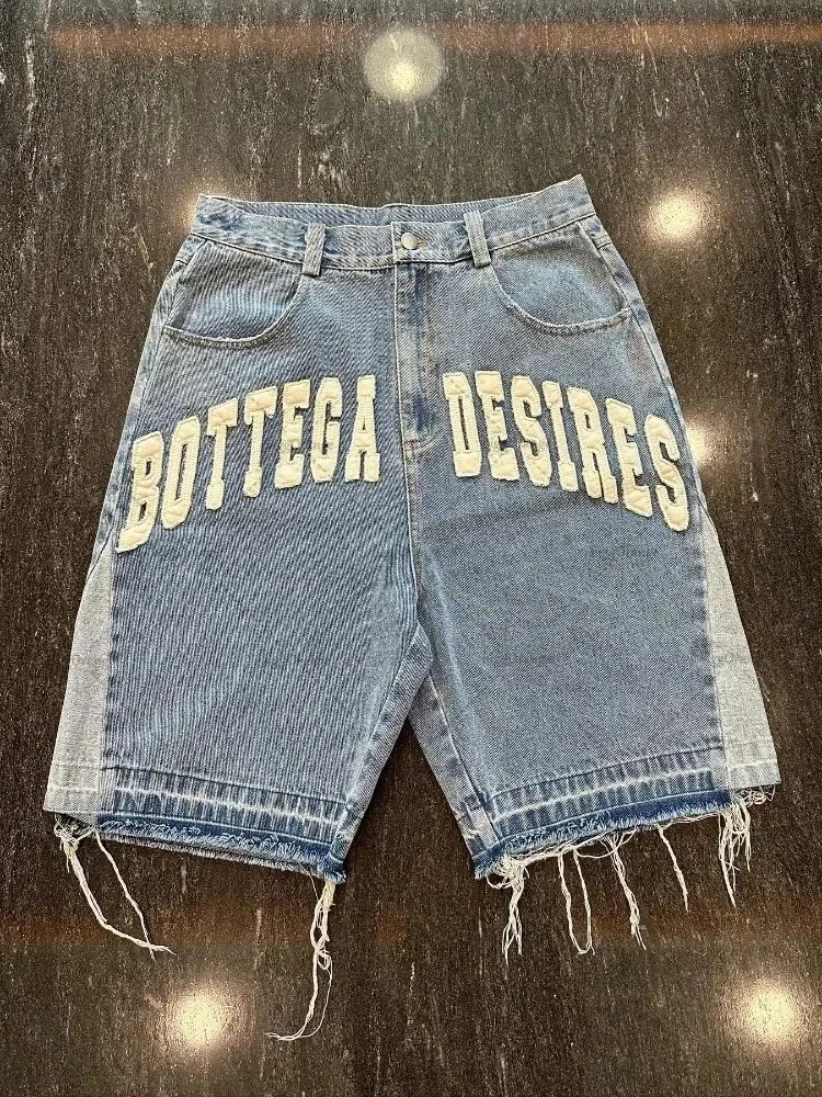Bottega Desires Striped Washed Denim Jorts - rep szorty
