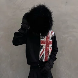 thumbnail for European and American wholesale ins fur collar print zipper sweatshirt long sleeve pullover hoodie vintage jacket street trend