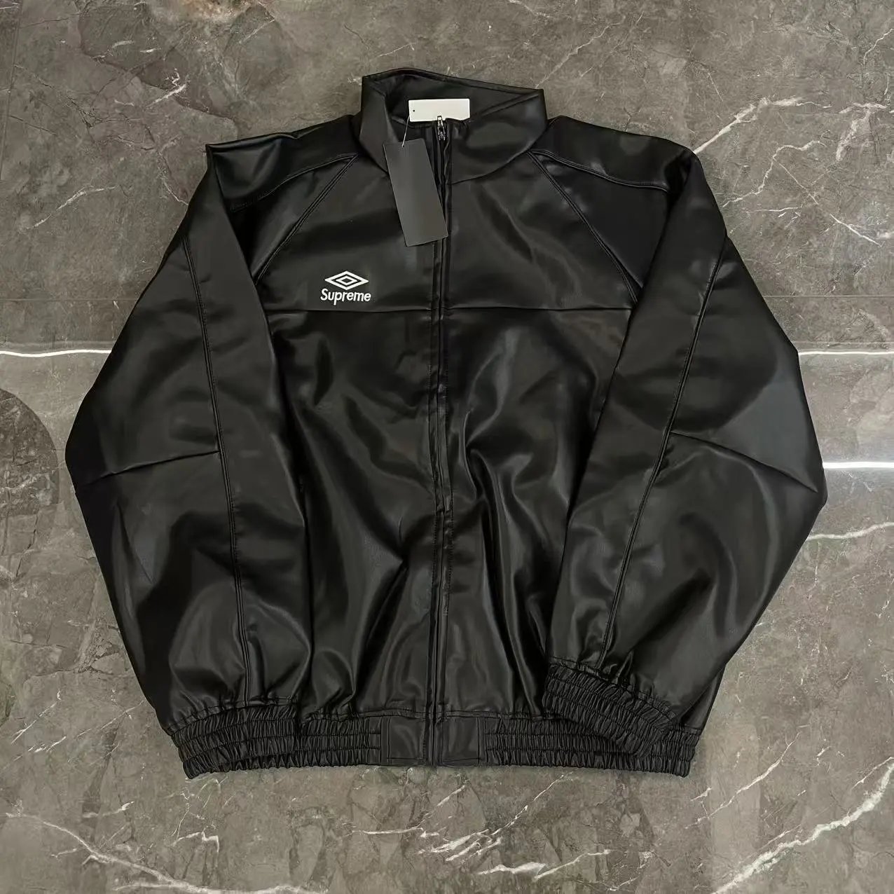 Supreme Black Leather Track Jacket