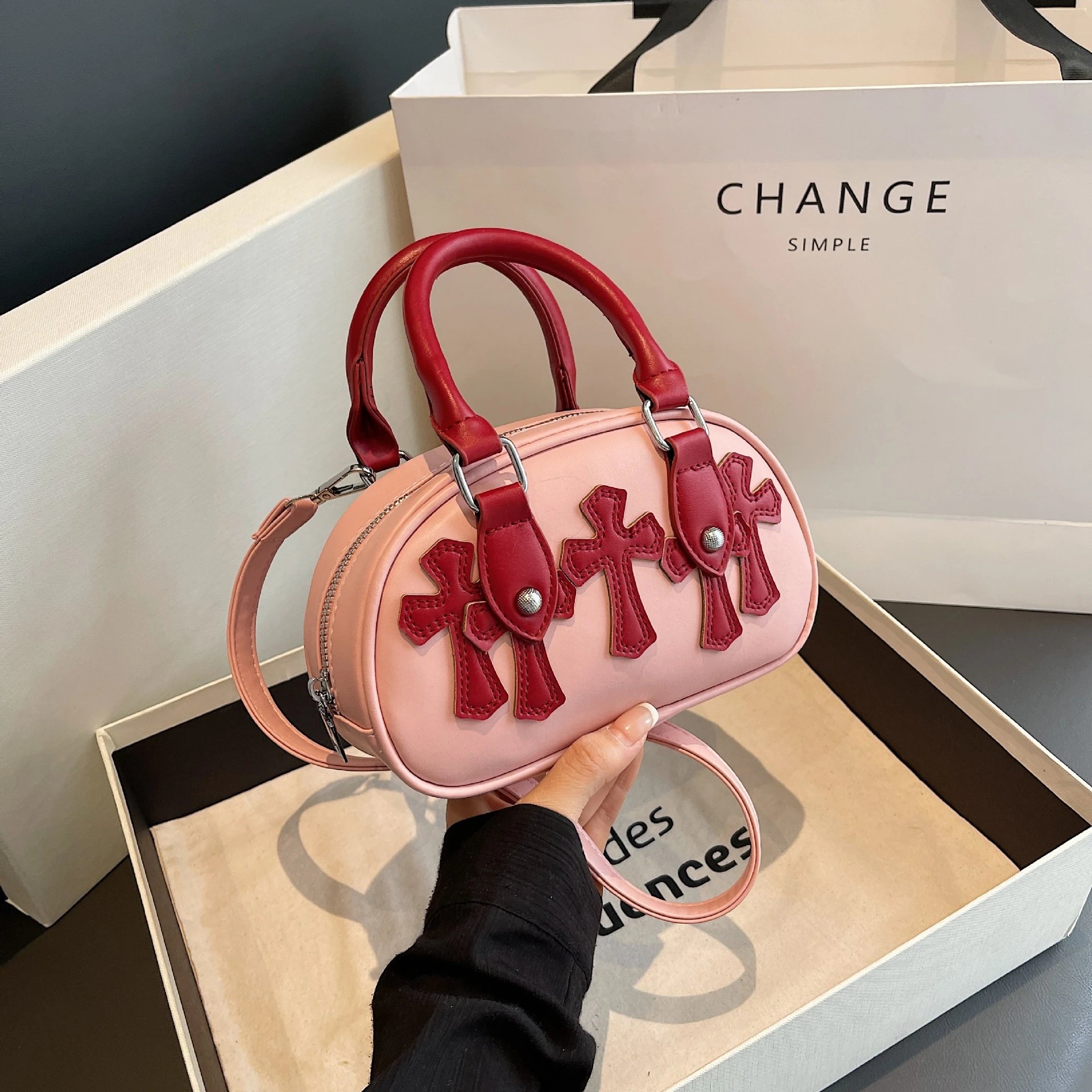 Cross Pattern Versatile Handbag