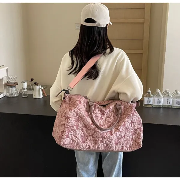 Design Floral Embossed Black Duffle Bag - 22