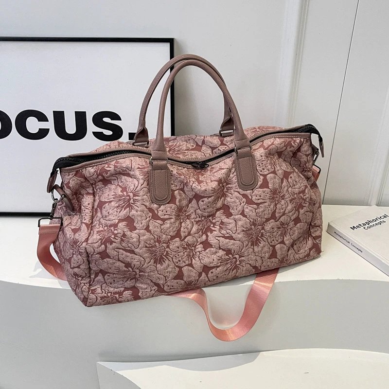 Design Floral Print Duffle Bag in Dusty Rose Duffle Bag