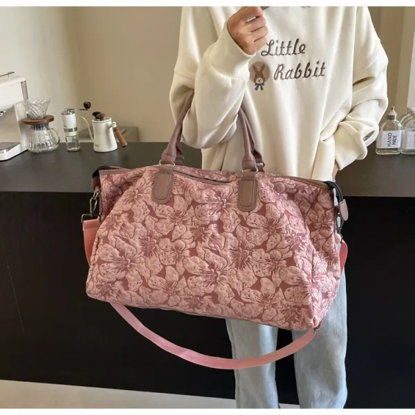 Design Floral Embossed Black Duffle Bag - 13