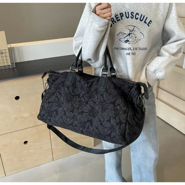 Design Floral Embossed Black Duffle Bag - 30