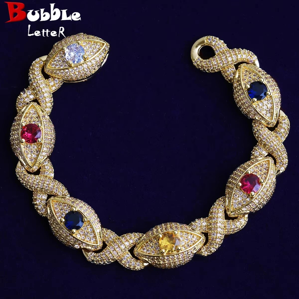Copper Bracelet Inlaid With Cubic Zirconia.