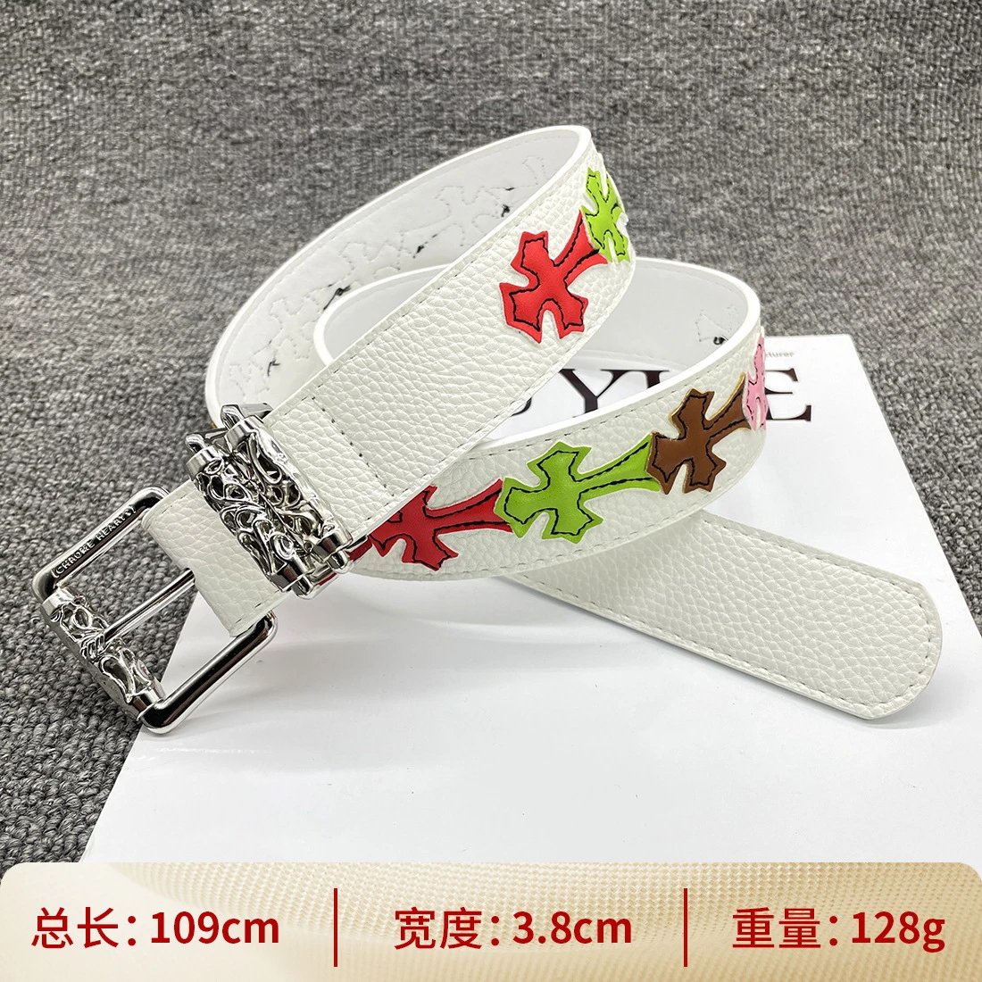 [White background roller 108cm] Colorful cross waist belt