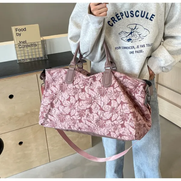 Design Floral Embossed Black Duffle Bag - 27