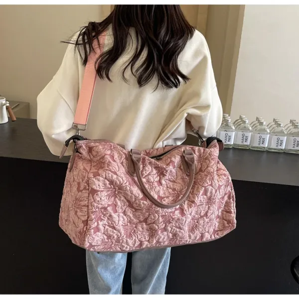 Design Floral Embossed Black Duffle Bag - 23