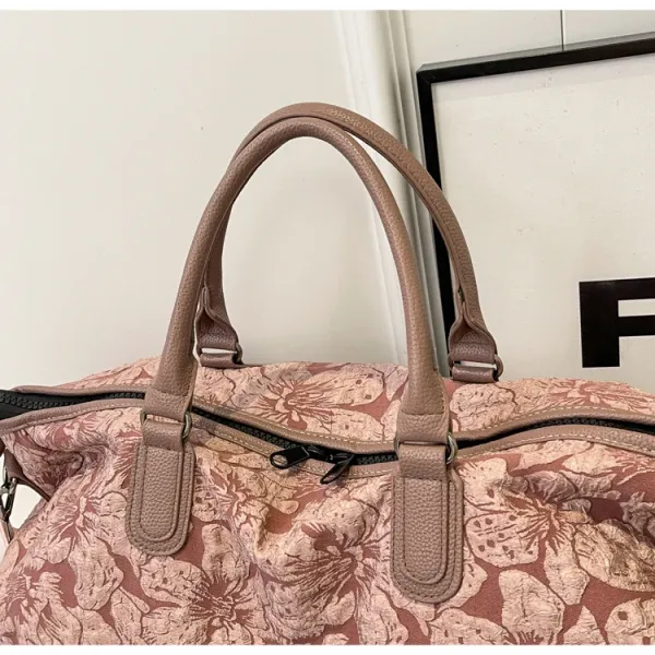 Design Floral Embossed Black Duffle Bag - 35