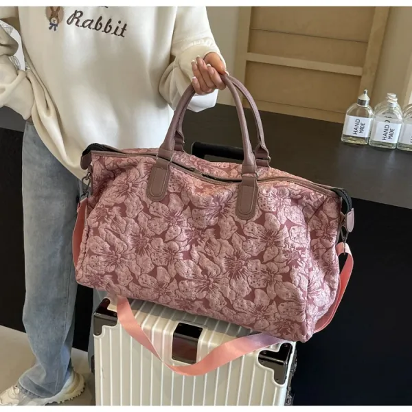 Design Floral Embossed Black Duffle Bag - 15