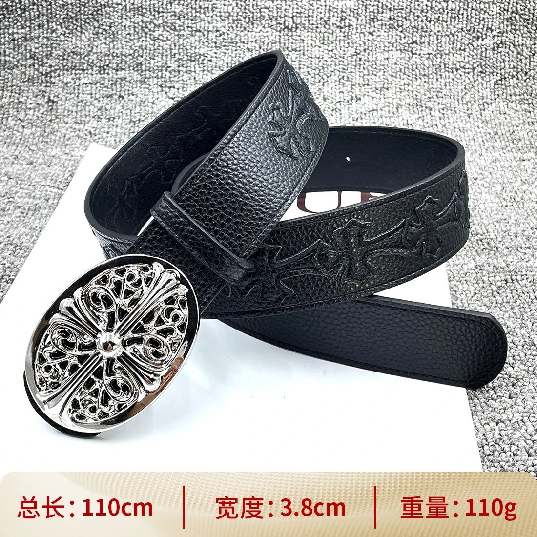 15 black cross 110cm round cross waist belt