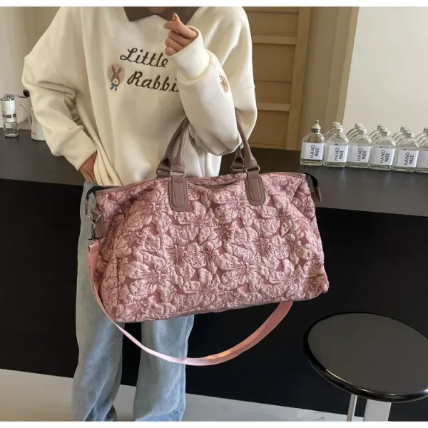 Design Floral Embossed Black Duffle Bag - 14