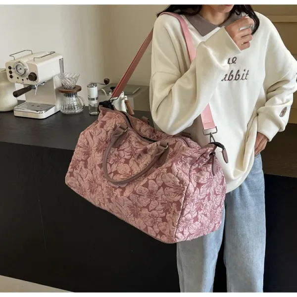 Design Floral Embossed Black Duffle Bag - 21