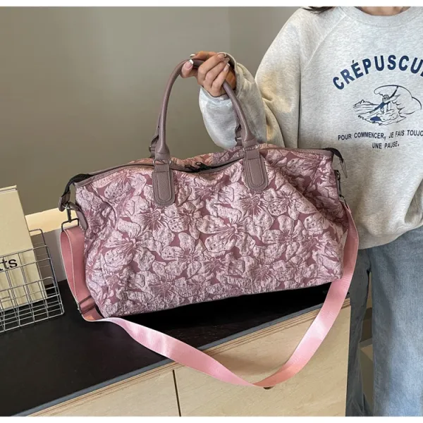 Design Floral Embossed Black Duffle Bag - 28